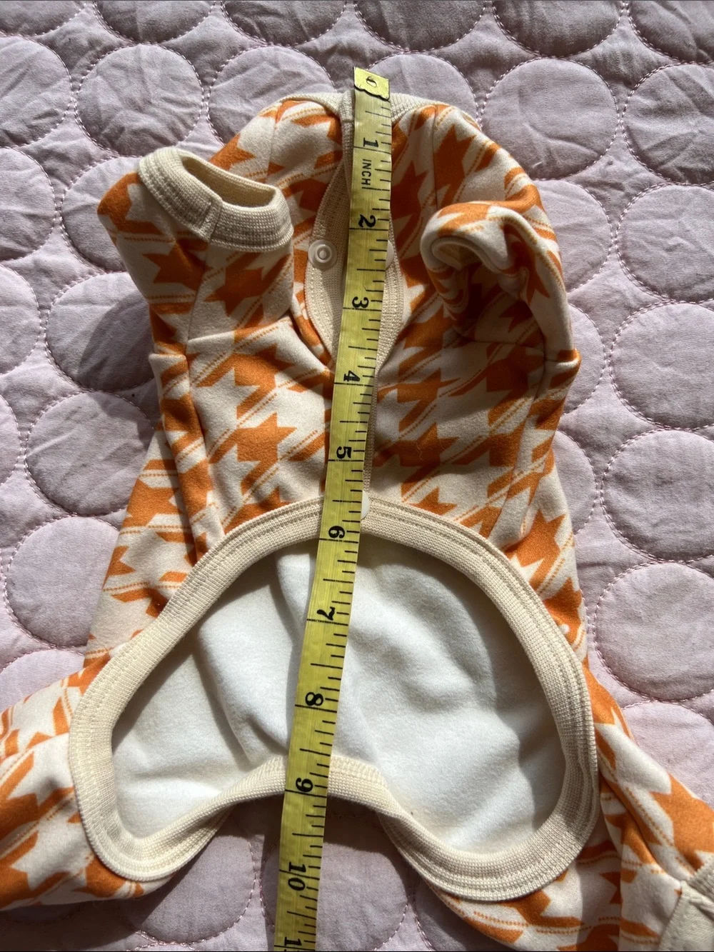 Orange Houndstooth Dog Romper onsie XS